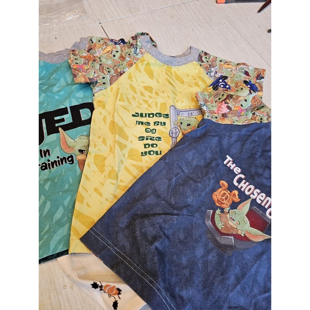 Lot Of 3 Child Size 6 Custom T-shirts Grogu Starbucks Disney Mandalorian Print